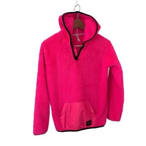 Calvin Klein Performance Neon Pink Sherpa Fleece Quarter Zip Hoodie Womens Large